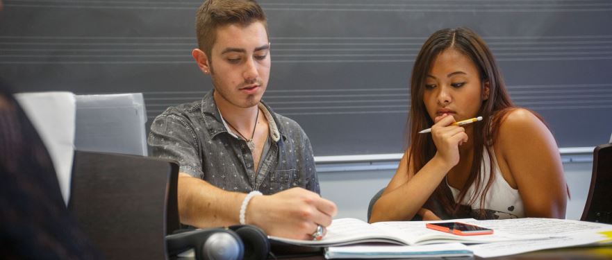 Two students in composition class