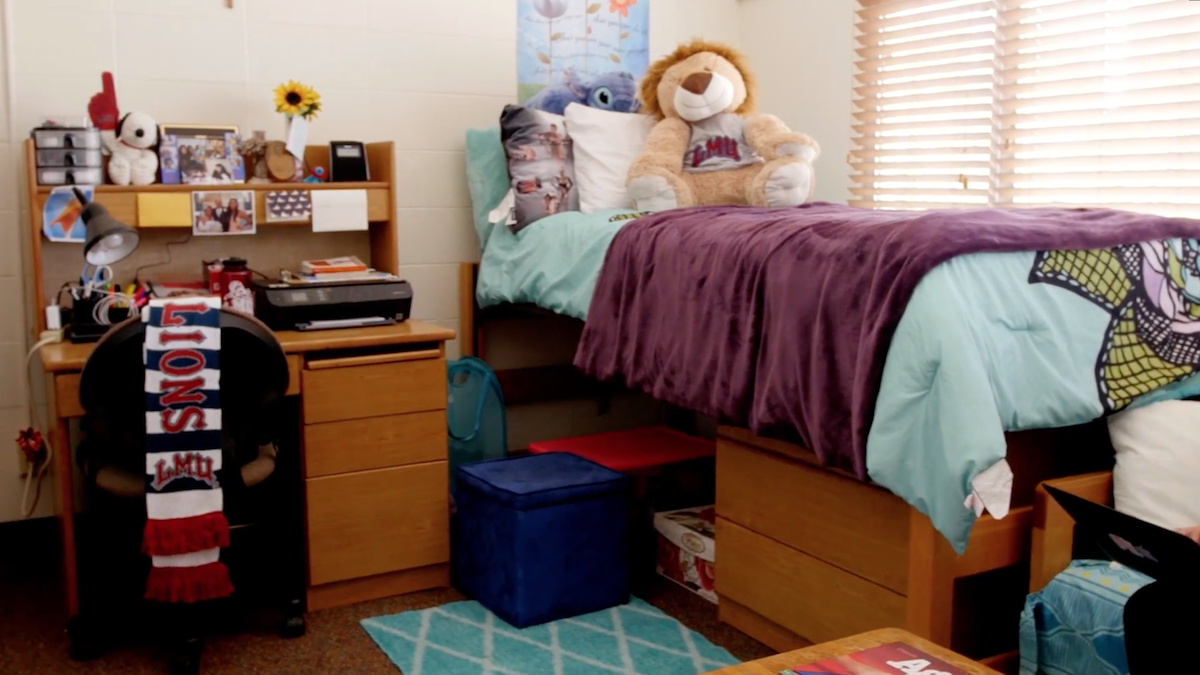 Interior of a student's dorm room.